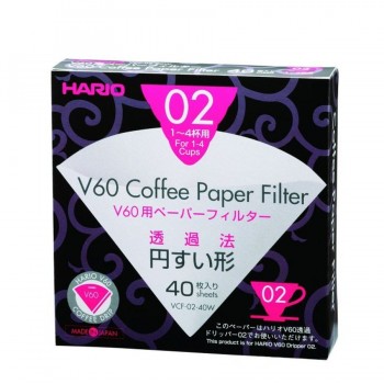 HARIO Papierfilter weiß für V60, VCF-02-40W, 40 Stück