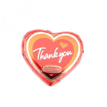 rotes Pralinenherz, mit Schriftzug "Thank you"