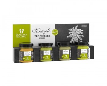 Geschenkset 4 x 30 Milliliter Ölmühle Solling, Asia-Küche, Gewürz Kokosöl