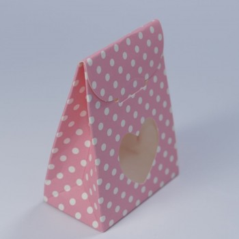 rosa Mini-Geschenktüte mit Boden, mit Sichtfenster (60 x 35 x 80 mm)