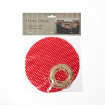 Hauben-/Deckchen für Keks- oder Einmachgläser - rot mit weißen Punkten - rund