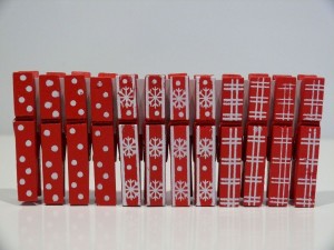 Advent / Wäscheklammern, 12er Set- 4,5 cm