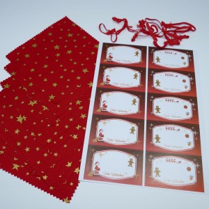 Hauben-/Deckchen für Marmeladengläser - 10er Set mit Festhaltegummis, 10 Weihnachts-Etiketten