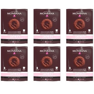 MONBANA-Trinkschokolade (Wasserzubereitung) - Sorte LACTÉ - 6er Set