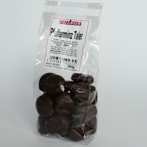 MHD 06-2023 / Pfefferminz Taler in Zartbitterschokolade, soft, von Salzinger aus Deutschland